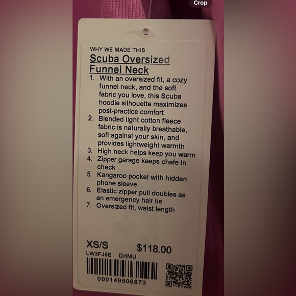 Lululemon Scuba Oversized Funnelneck top - pink, XS/S - Picture 7 of 7